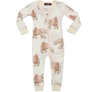 MILKBARN Bamboo Zip Sleeper One Piece Size 3-6 Mos Tutu Elephant Print Baby Girl